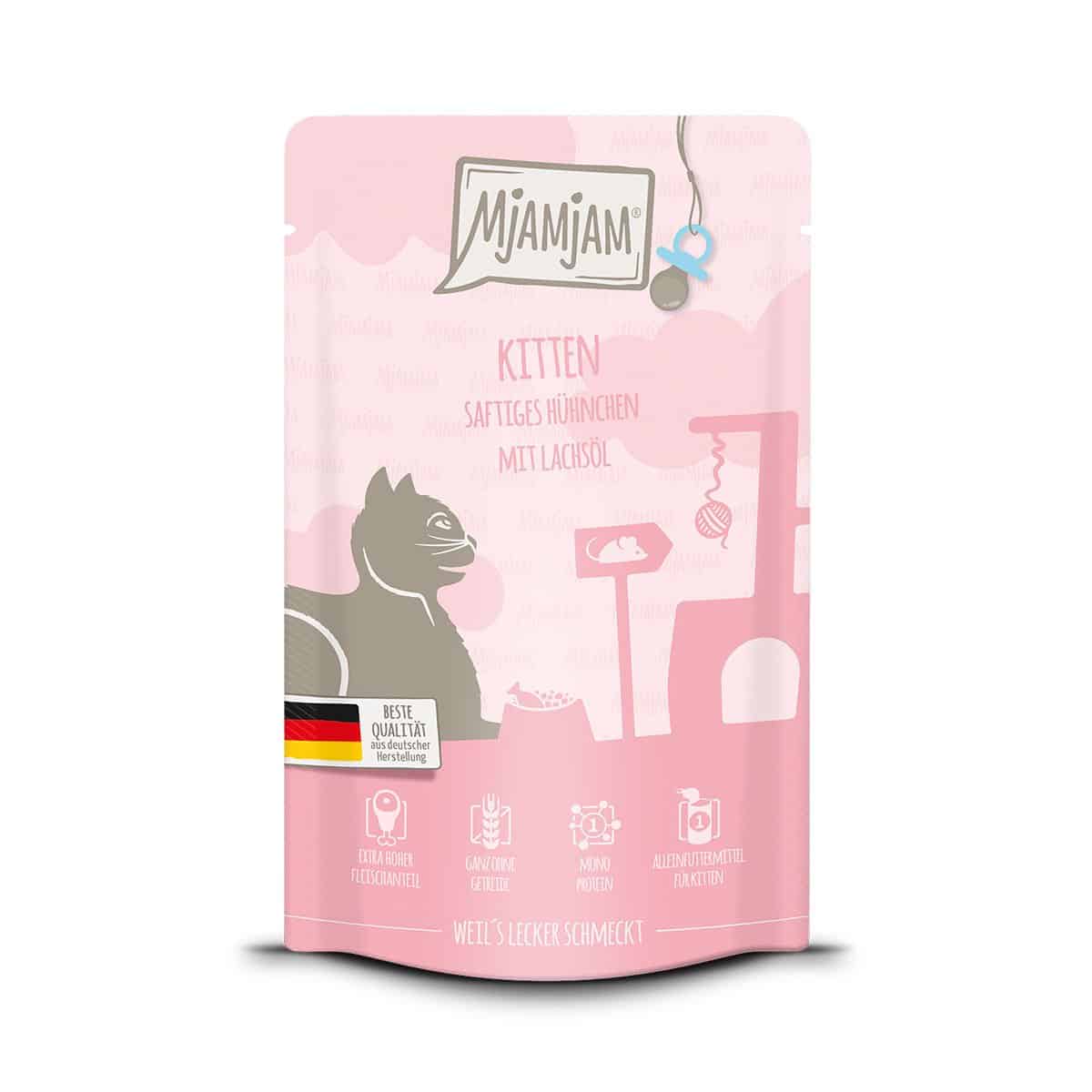 MjAMjAM - Quetschie - Kitten saftiges Hühnchen mit Lachsöl 12x125g