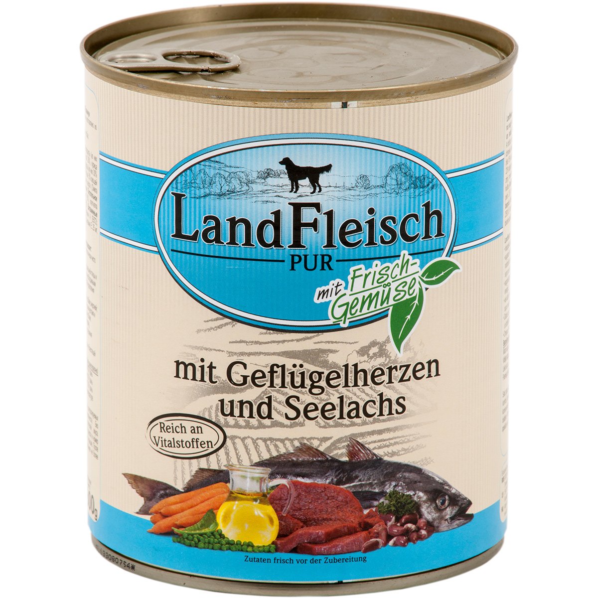 Landfleisch Nassfutter Dog Pur Geflügelherzen & Seelachs 12x800g