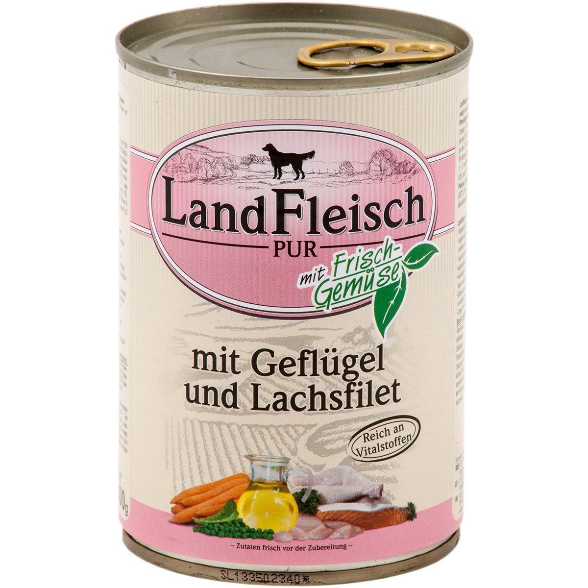 Landfleisch Nassfutter Dog Pur Geflügel & Lachsfilet 12x400g