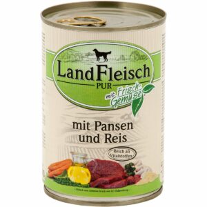 Landfleisch Hundefutter Dog Pur Pansen & Reis 12x400g