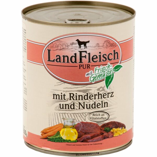 Landfleisch Dog Pur Rinderherz & Nudeln 6x800g