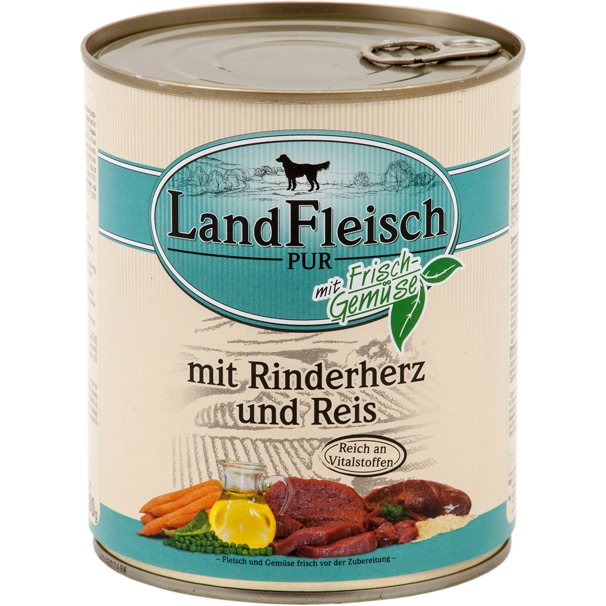 Landfleisch Hunde-Nassfutter Dog Pur Rinderherz & Reis 6x800g