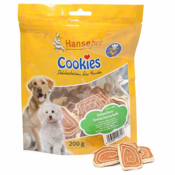 Hansepet Hundesnack Cookies Delikatess-Hähnchen-Seelachsroulade 6x200g