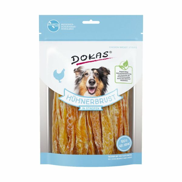 Dokas Hundesnack Hühnerbrust in Streifen 250g