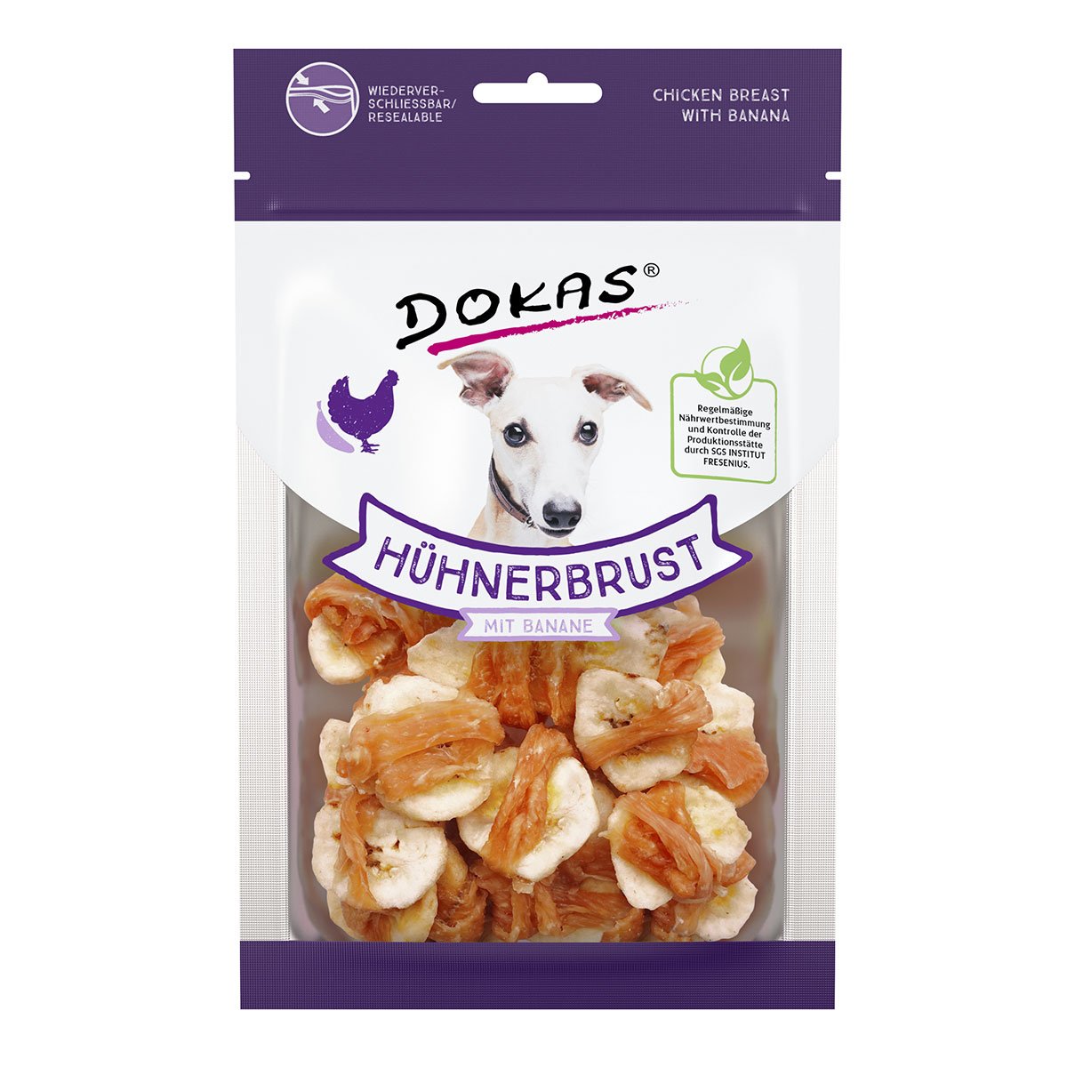 Dokas Hundesnack Hühnerbrust mit Banane 8x70g