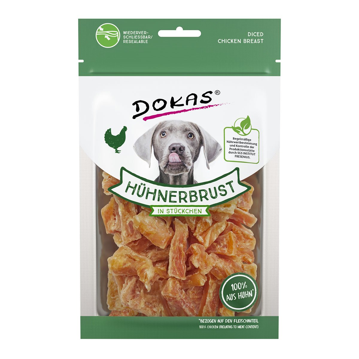 Dokas Hundesnack Hühnerbrust in Stückchen 5x70g