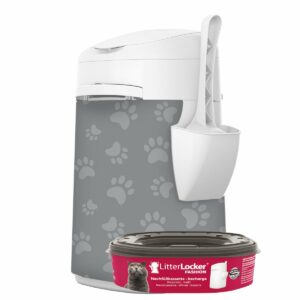 LitterLocker Fashion Katzenstreu-Entsorgungseimer mit Stoff-Bezug Cat paws grey