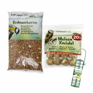 Erdtmann's 20 Meisenknödel ohne Netz + 1 Knödelboy + Erdnusskerne 5 kg