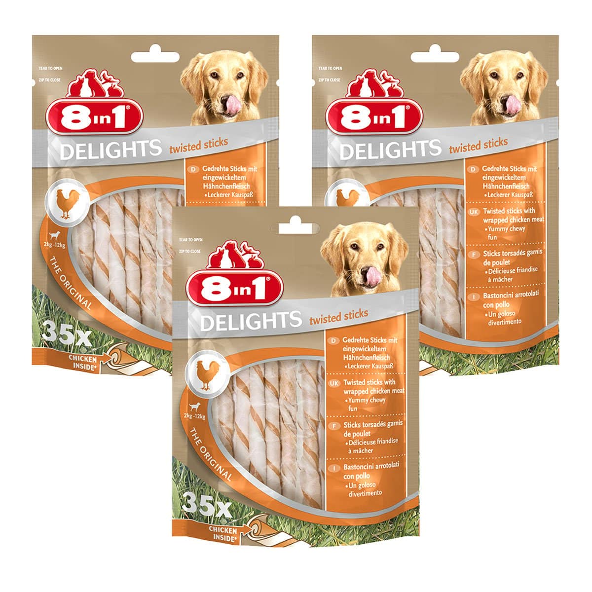 8in1 Hundesnack Delights Chicken Twisted Sticks 105 Stück