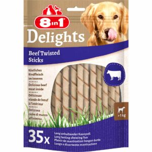 8in1 Hundesnack Delights Beef Twisted Sticks 35 Stück