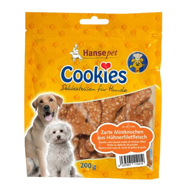 Hansepet Hundesnack Cookies Delikatess-Hühnchen-Reis-Knochis 200g