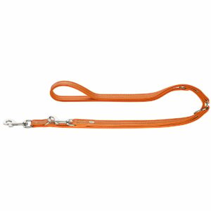 Hunter verstellbare Leder-Führleine orange 15/200