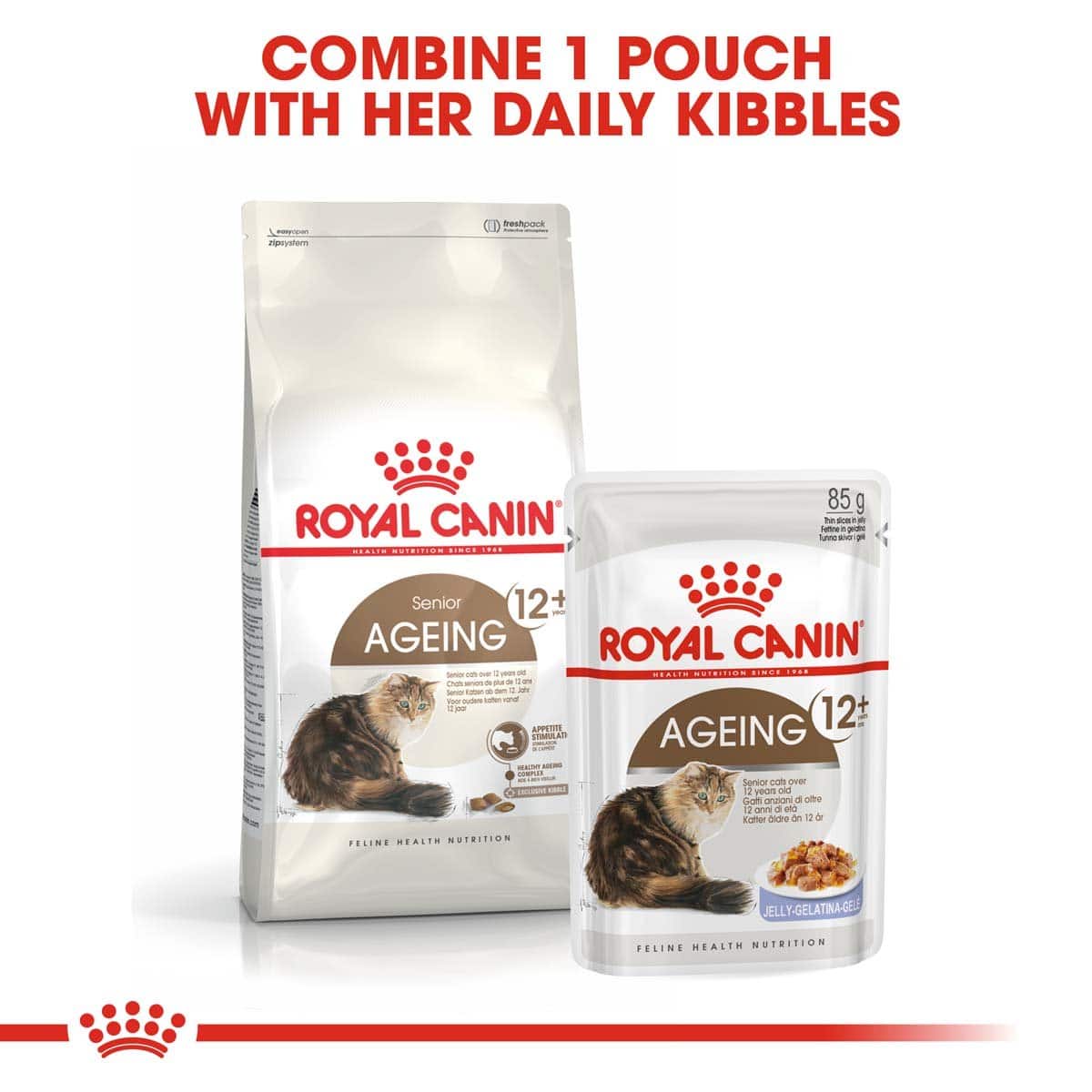 ROYAL CANIN AGEING 12+ Trockenfutter 4kg + Nassfutter 12x85g