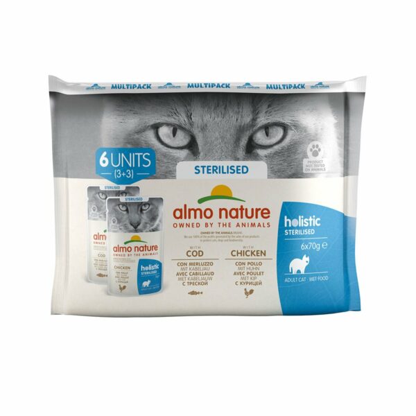 Almo Nature Holistic Sterilised Multipack mit Kabeljau&Huhn 2x6x70g