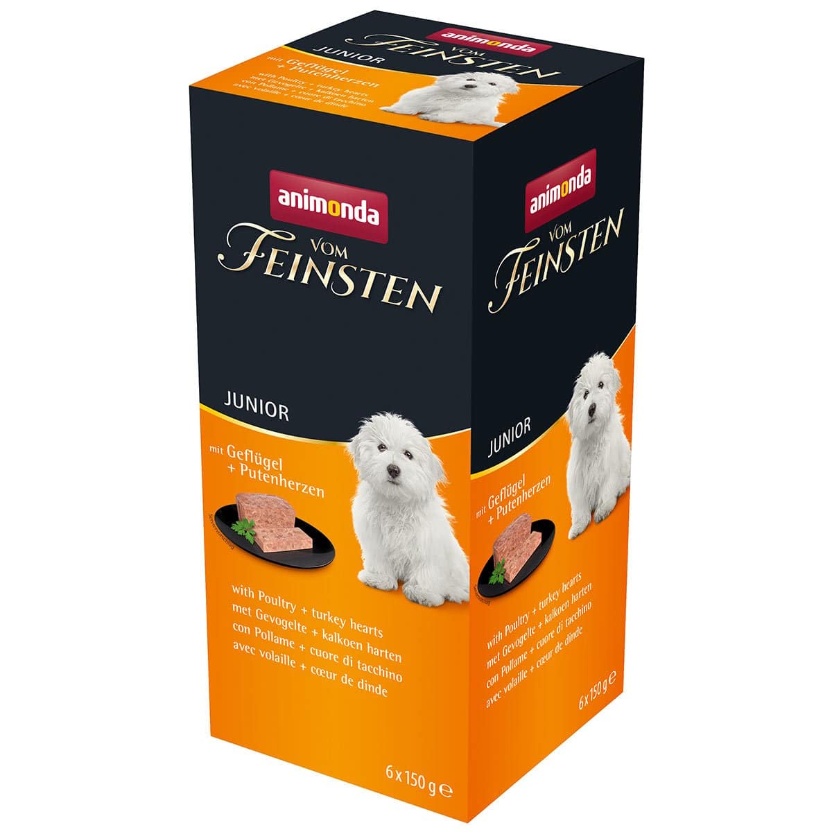 animonda vom Feinsten Junior mit Geflügel + Putenherz 6x150g