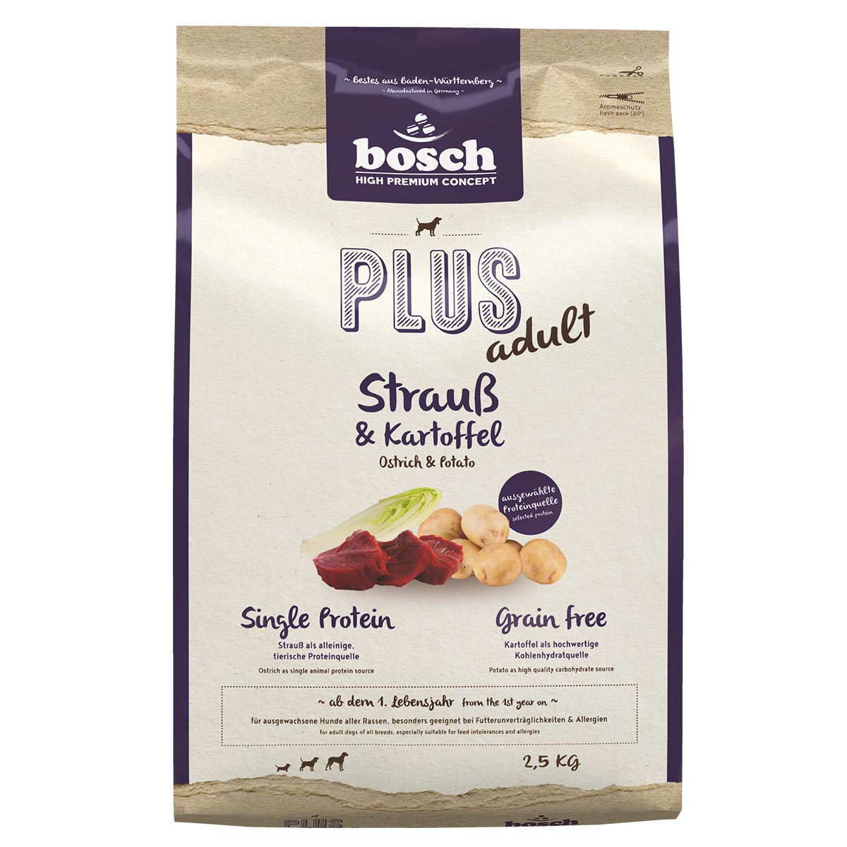 Bosch PLUS Hunde-Trockenfutter Strauß & Kartoffel 2