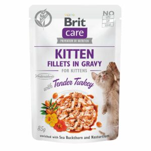 Brit Care Cat Kitten-Fillets in Gravy Tender Turkey 48x85g