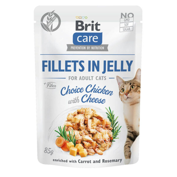 Brit Care Cat Fillets in Jelly Chicken & Cheese 24x85g
