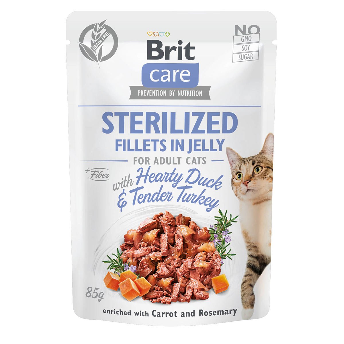 Brit Care Cat Fillets in Jelly Duck & Turkey Sterilized 48x85g
