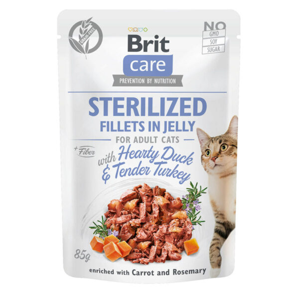 Brit Care Cat Fillets in Jelly Duck & Turkey Sterilized 6x85g