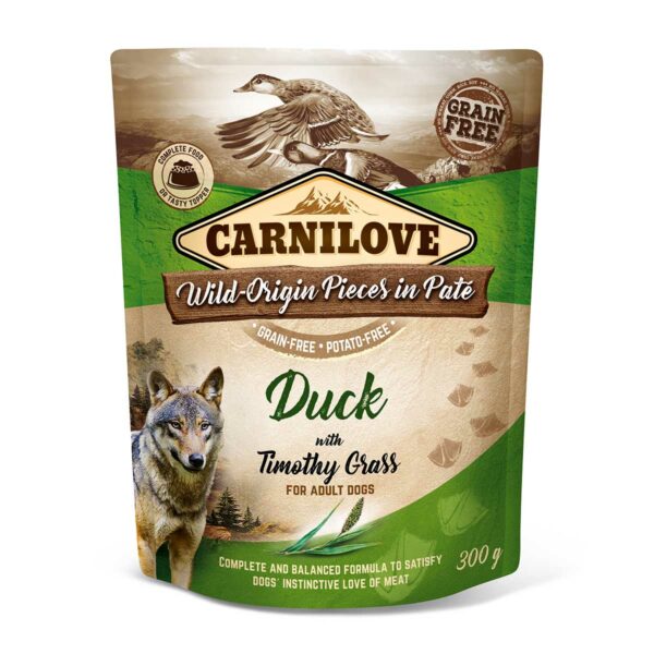 Carnilove Dog Pouch Paté - Duck with Timothy Grass 12x300g