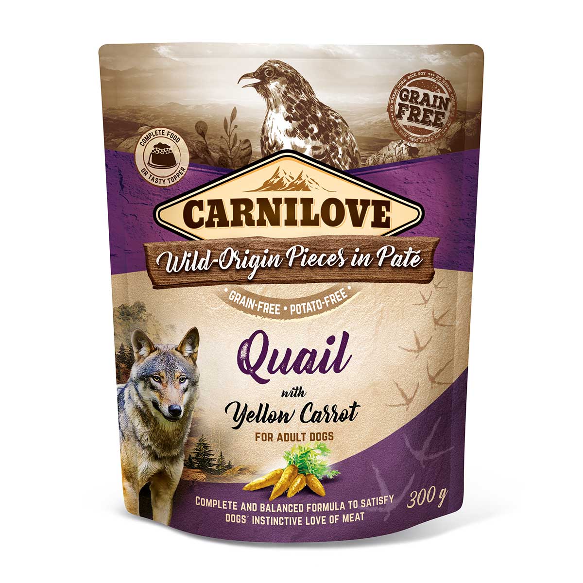 Carnilove Dog Pouch Paté - Quail with Yellow Carrot 12x300g