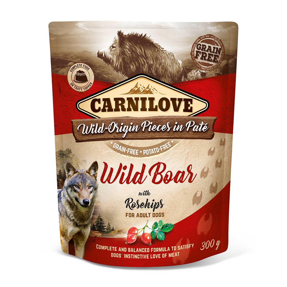 Carnilove Dog Pouch Paté - Wild Boar with Rosehips 12x300g