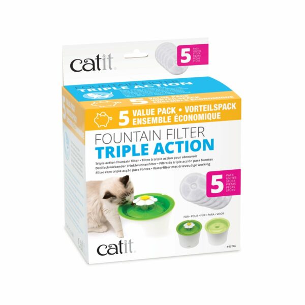 Catit 2.0 Triple Action Ersatzfilter für Blumen-Trinkbrunnen 5er-Set