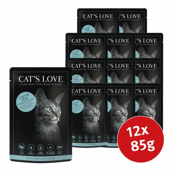 Cat's Love Nassfutter Lachs Pur mit Distelöl & Petersilie 12x85g