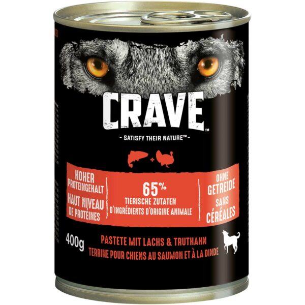 CRAVE Dose mit Lachs und Truthahn 12x400g