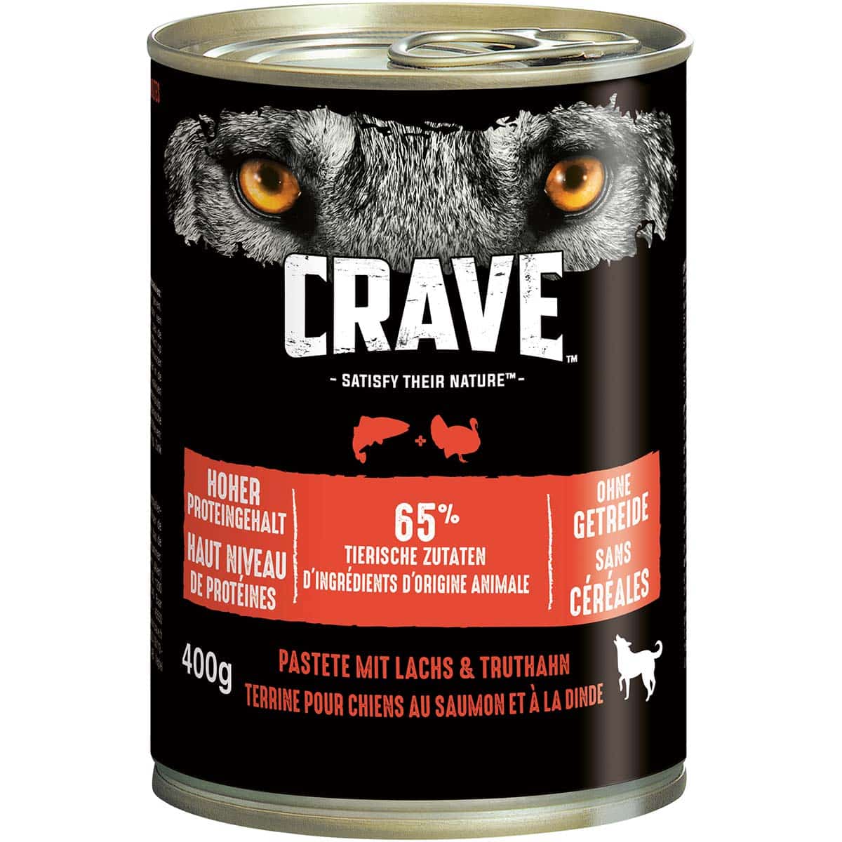 CRAVE Dose mit Lachs und Truthahn 6x400g