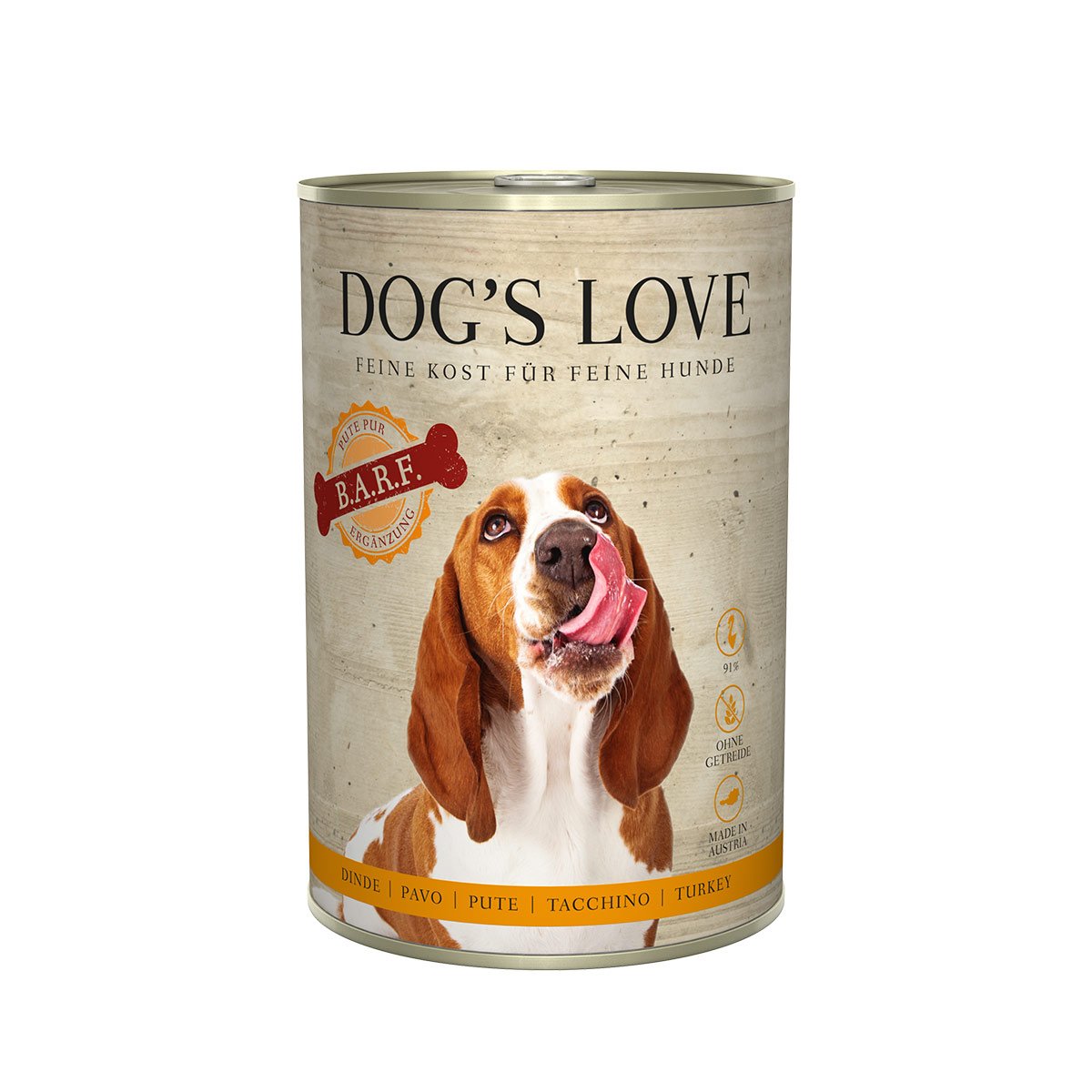 Dog's Love B.A.R.F Pute Pur 6x400g