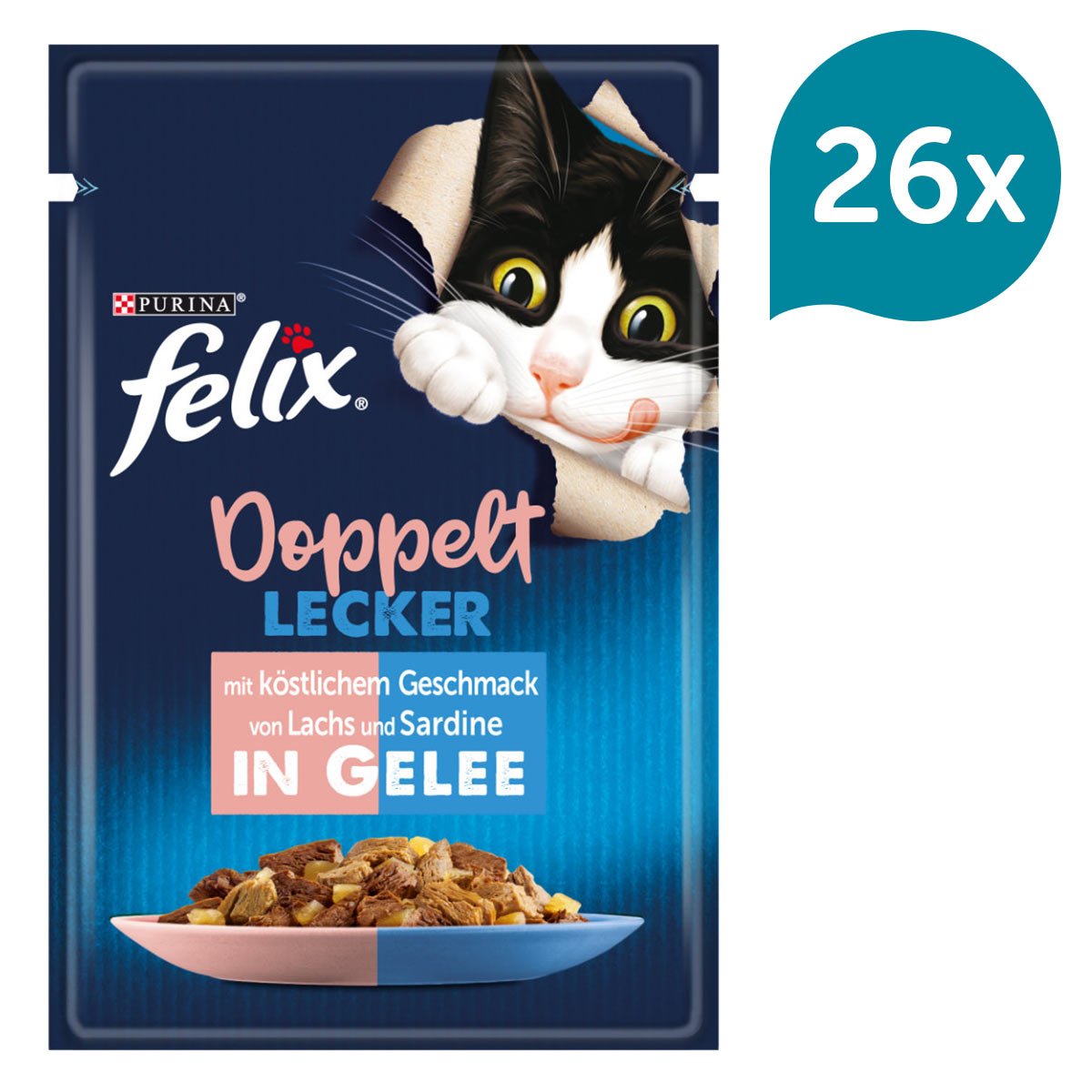 FELIX Doppelt Lecker in Gelee mit Sardine und Lachs 26x85g