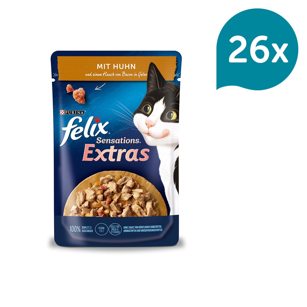 FELIX Sensations Extras mit Huhn und einem Hauch von Bacon 26x85g