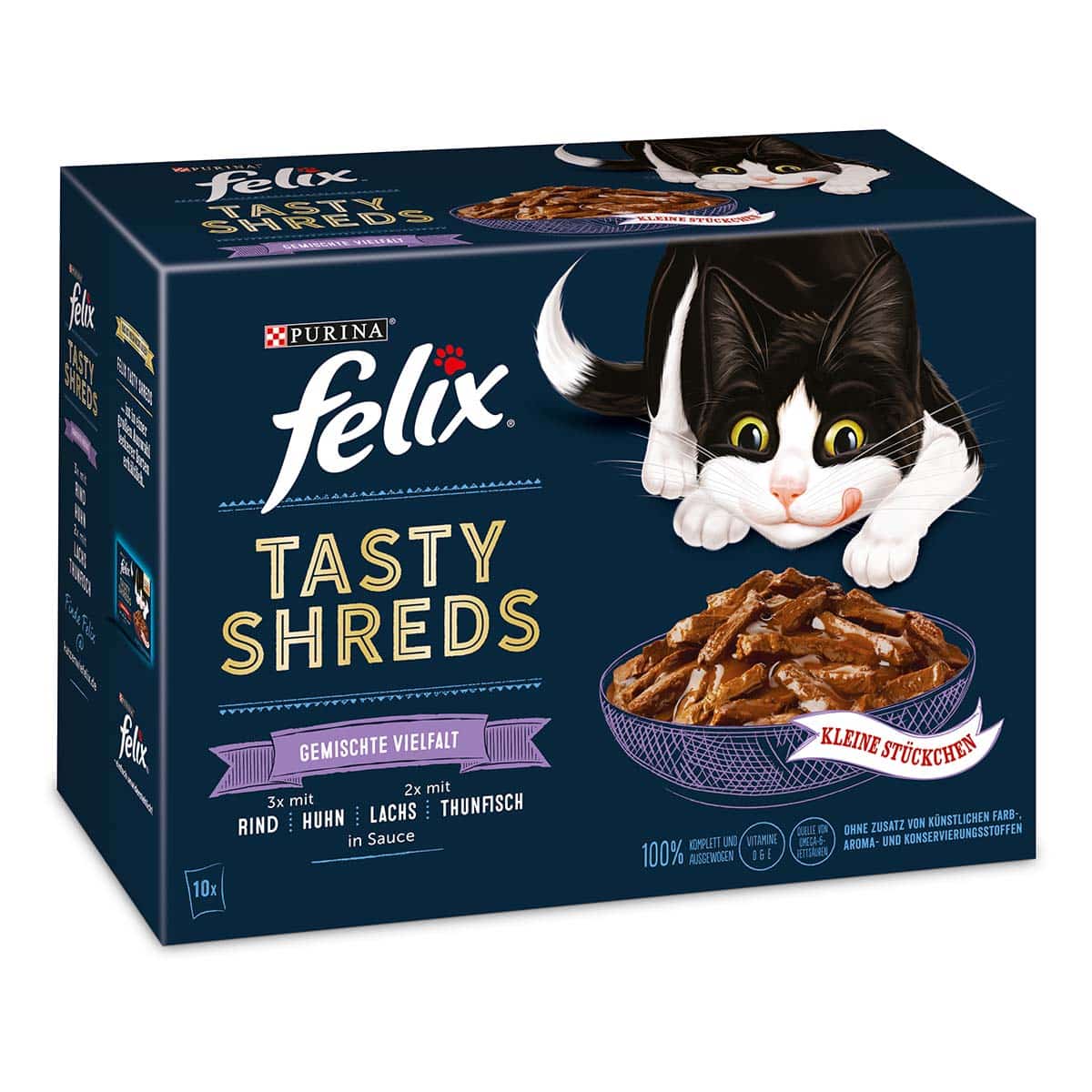 FELIX Tasty Shreds Gemischte Vielfalt 10x80g