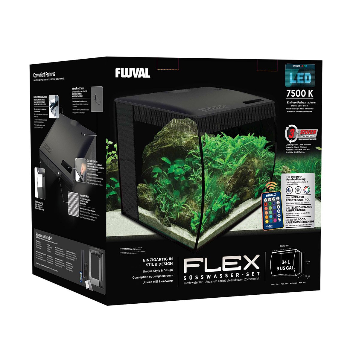 Fluval Aquarium Flex Set 34 L schwarz