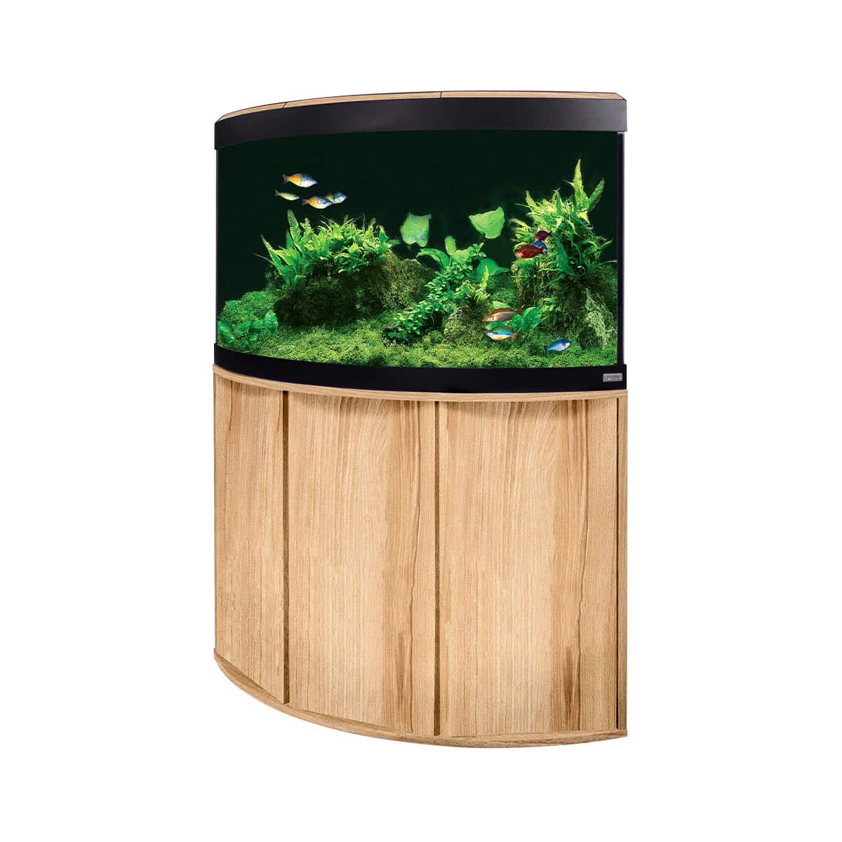 Fluval Komplett Eck-Aquarium mit Unterschrank Venezia 190 Kernbuche