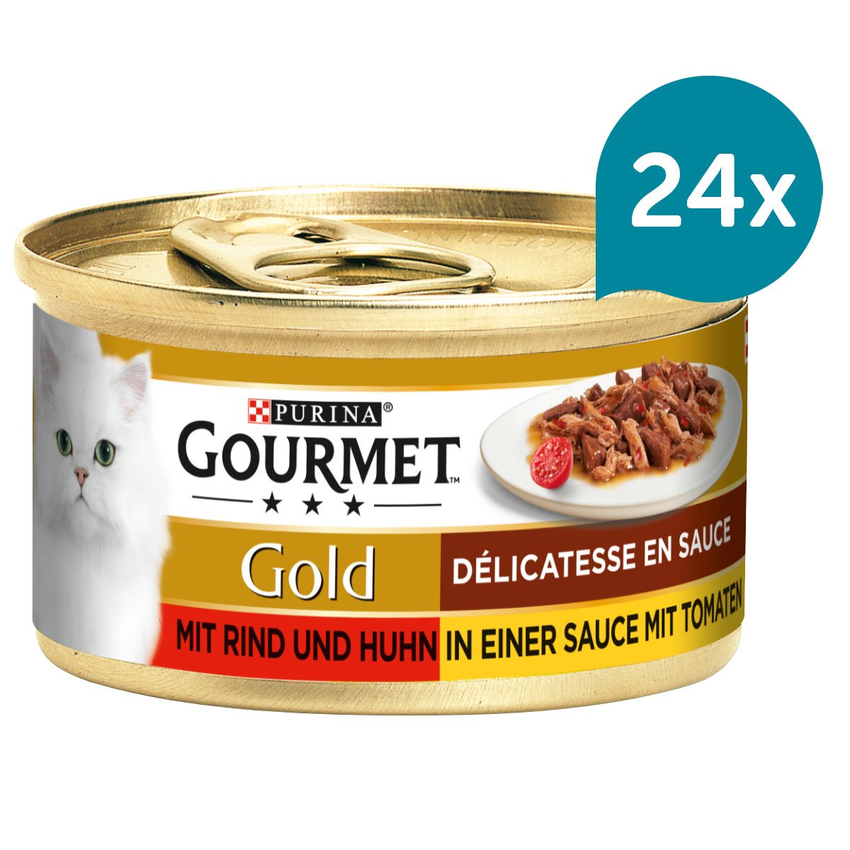GOURMET Gold Délicatesse en Sauce mit Rind und Huhn 24x85g