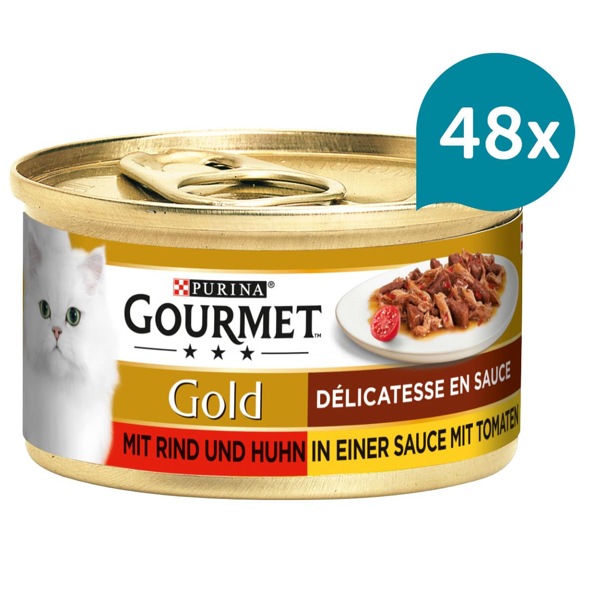 GOURMET Gold Délicatesse en Sauce mit Rind und Huhn 48x85g