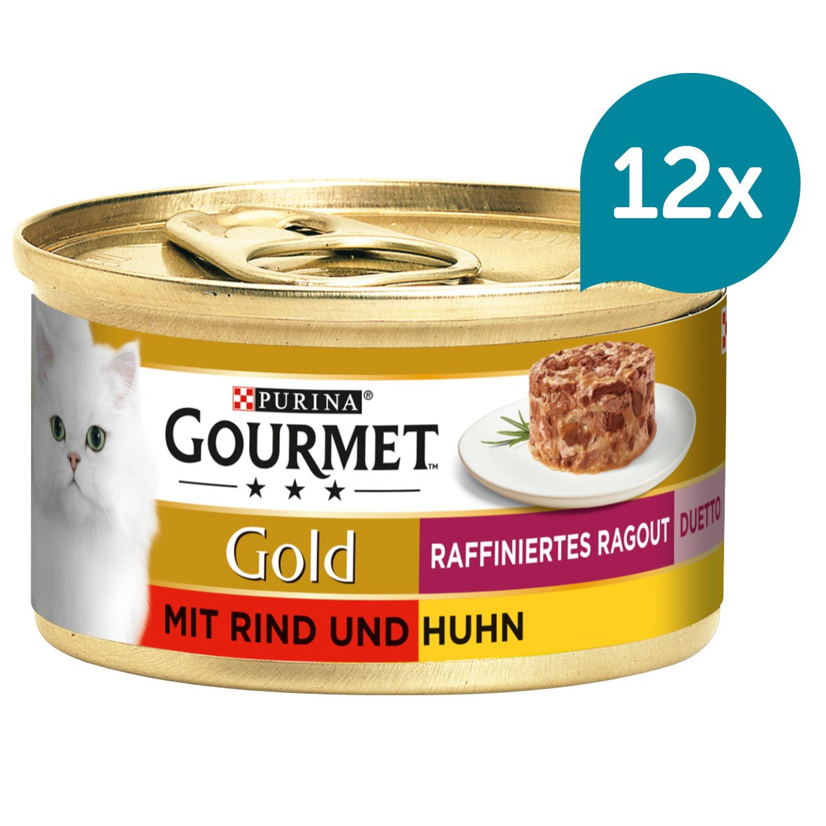 GOURMET Gold Raffiniertes Ragout Duetto mit Rind und Huhn 12x85g