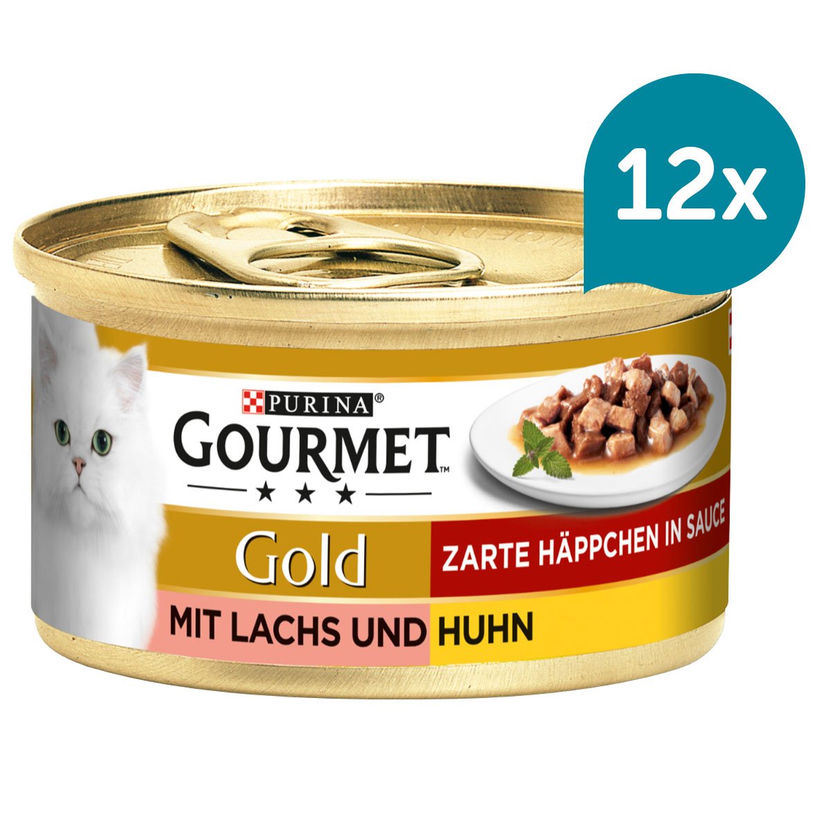 GOURMET Gold Zarte Häppchen in Sauce mit Lachs und Huhn 12x85g