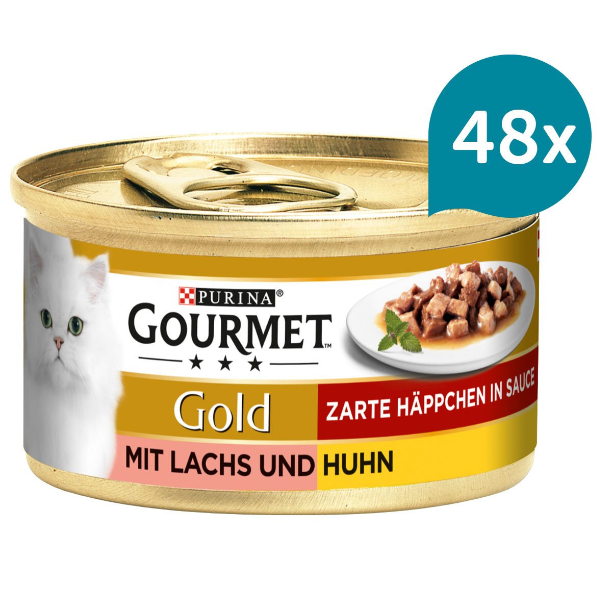 GOURMET Gold Zarte Häppchen in Sauce mit Lachs und Huhn 48x85g