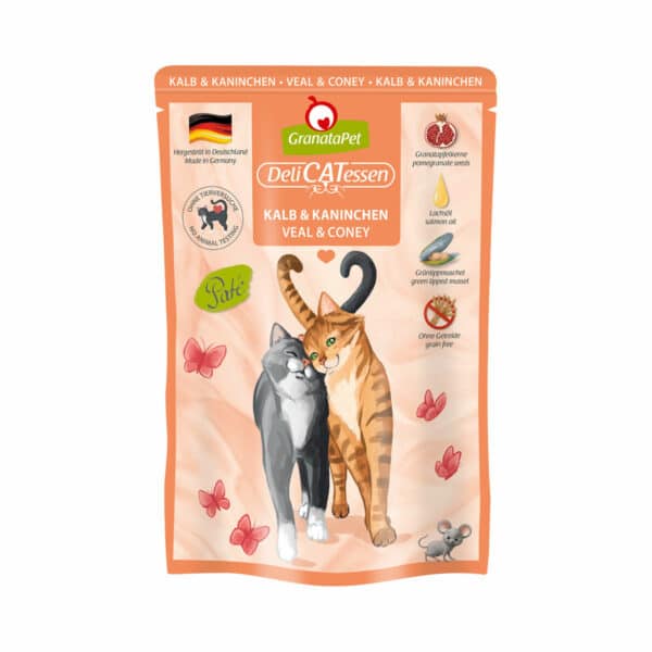 GranataPet Katze - Delicatessen Pouch Kalb & Kaninchen 6x85g