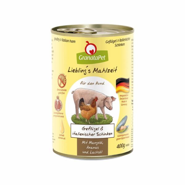 GranataPet Liebling's Mahlzeit Geflügel und italienischer Schinken 6x400g
