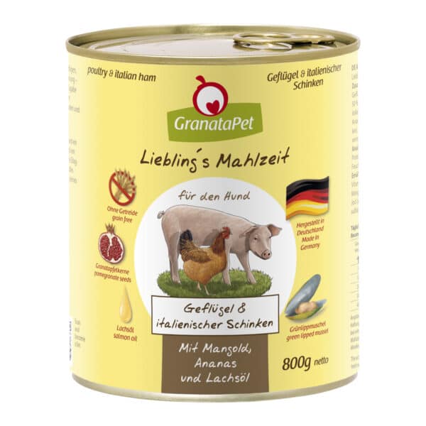 GranataPet Liebling's Mahlzeit Geflügel und italienischer Schinken 6x800g