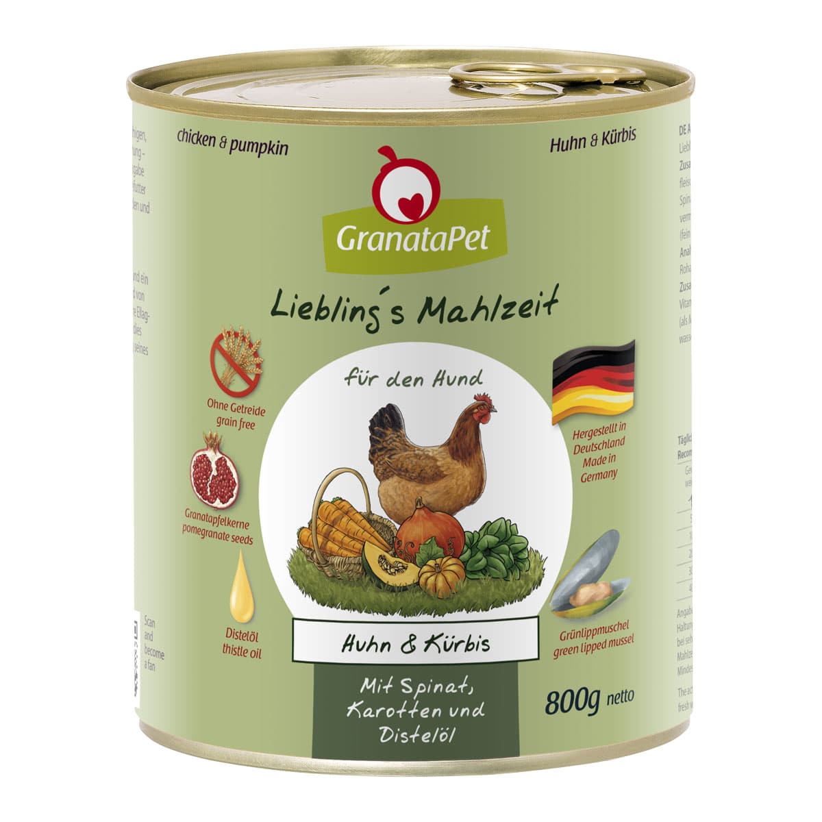 GranataPet Liebling’s Mahlzeit Huhn und Kürbis 6x800g