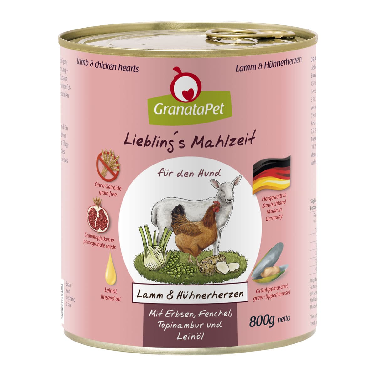 GranataPet Liebling’s Mahlzeit Lamm und Hühnerherzen 6x800g