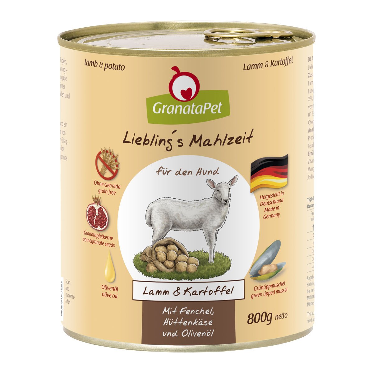 GranataPet Liebling's Mahlzeit Lamm und Kartoffel 6x800g