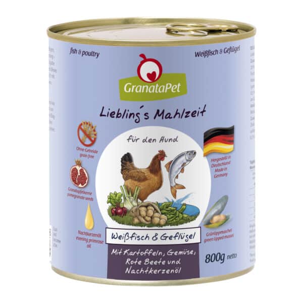 GranataPet Liebling’s Mahlzeit Weißfisch und Geflügel 6x800g