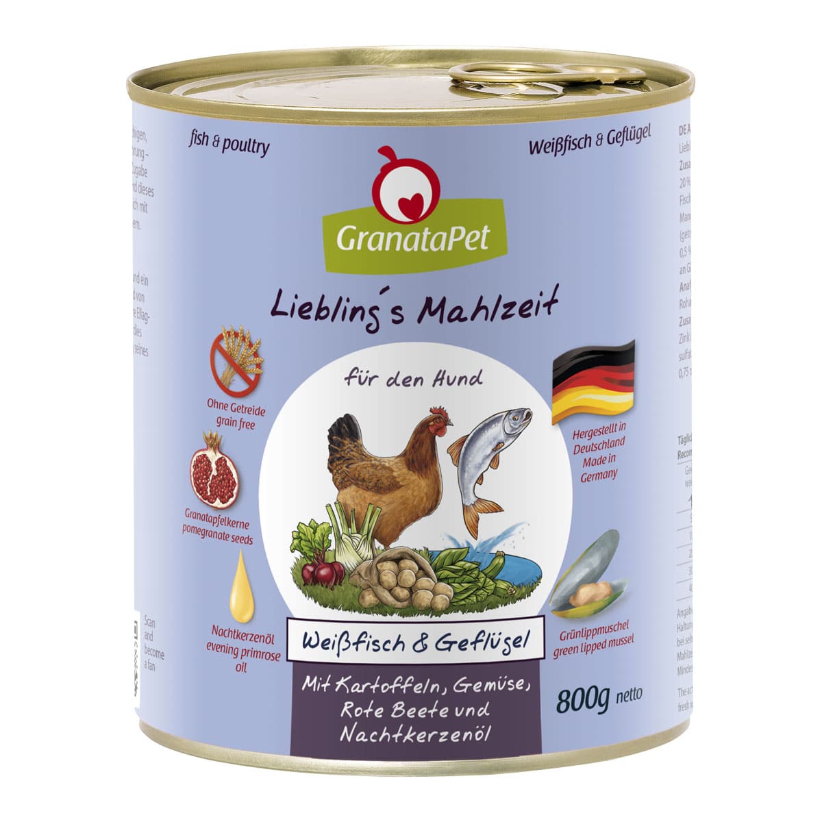 GranataPet Liebling’s Mahlzeit Weißfisch und Geflügel 6x800g